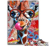Puzzles pour Adultes et Adolescents, 1 000 pièces, Motif Girafe, Graffiti, Jeu éducatif et Stimulant pour Toute la Famille, idéal pour Les Anniversaires et Noël, 26x38cm