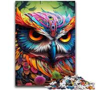 Puzzles pour Adultes et Adolescents, 1 000 pièces, Motif Hibou coloré, Jeu Stimulant, idéal comme Cadeau pour Toute la Famille (50x75cm)