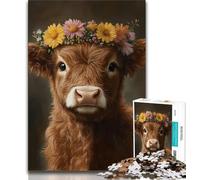 Puzzles pour Adultes et Adolescents, 1 000 pièces, Motif Vache des Highlands, Jouet éducatif Anti-Stress, idéal comme Cadeau pour Toute la Famille, 50x75cm