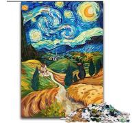 Puzzles pour Adultes et Adolescents, 1 000 pièces, Nuit étoilée de Van Gogh, Anti-Stress, défi Difficile, Cadeaux du Père Noël Secret pour Les 14 Ans et Plus (Taille 26x38cm)