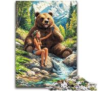 Puzzles pour Adultes et Adolescents, 1 000 pièces, Ours Brun et Petite Fille, Jeux éducatifs, décoration d'intérieur, Cadeau d'anniversaire, décoration Murale, 26x38cm