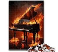 Puzzles pour Adultes et Adolescents, 1 000 pièces, Piano à Flammes, Jeu Stimulant et éducatif en Famille pour Anniversaire et Noël, 26x38cm