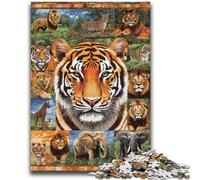Puzzles pour Adultes et Adolescents, 1 000 pièces, Puzzle Tigre Collage, Jeu éducatif pour Anniversaire et Noël, à partir de 14 Ans, 26x38cm