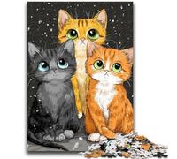 Puzzles pour Adultes et Adolescents, 1 000 pièces, Puzzle Trois Chats pour Les 14 Ans et Plus Difficile à compléter, mais Amusant et Humoristique, Cadeau d'anniversaire, 38x26cm