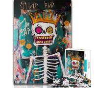 Puzzles pour Adultes et Adolescents, 1 000 pièces, Style Basquiat, tête de Mort Royale, Jouet éducatif Anti-Stress, idéal comme Cadeau pour Toute la Famille, 38x52cm