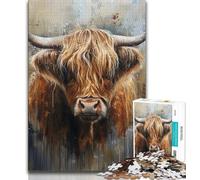 Puzzles pour Adultes et Adolescents, 1 000 pièces, Vache des Highlands, Jouet éducatif Anti-Stress, idéal comme Cadeau pour Toute la Famille, 50x75cm