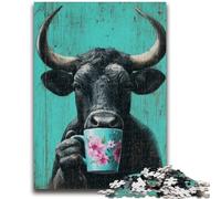 Puzzles pour Adultes et Adolescents, 1 000 pièces, Vaches Buvant du café, Jeux éducatifs, décoration d'intérieur, Cadeau d'anniversaire, Art Mural, 50x75cm