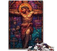 Puzzles pour adultes et adolescents, 1 000 pièces, vitrail Jésus, puzzle pour adultes, jeux d'activités familiales stimulants, jouet de bricolage pour décoration murale de la maison, cadeaux (75x50cm)