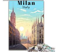 Puzzles pour Adultes et Adolescents 1000 pièces Affiche de Voyage Milan Italie, pour et à partir de 14 Ans Jouets éducatifs et éducatifs Jeux en Famille Cadeau d'anniversaire 26x38cm