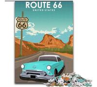Puzzles pour Adultes et Adolescents,1000 pièces,Affiche de Voyage sur la Route des États-Unis,Jeux d'activités familiales stimulants,Jouet de Bricolage pour décoration Murale de la Maison,Cadeaux