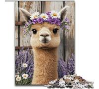 Puzzles pour Adultes et Adolescents 1000 pièces Alpaga Lavande Jeu Stimulant et Jeu Familial avec des pièces entièrement emboîtables de Formes aléatoires 50x75cm