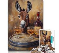 Puzzles pour Adultes et Adolescents 1000 pièces Âne sur Un tonneau de vin, pour Jeu éducatif, défi, Cadeau d'anniversaire, décoration Murale (75x50cm)