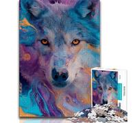 Puzzles pour Adultes et Adolescents 1000 pièces Art Animalier du Loup, Jeu Familial Anti-Stress, défi Difficile, renforce l'amour Entre Couples 75x50cm