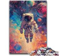 Puzzles pour Adultes et Adolescents 1000 pièces Astronautes colorés dans l'espace pour Les 14 Ans et Plus Beau Jeu de Conception Beau Jeu de Conception Superbe Cadeau 26x38cm