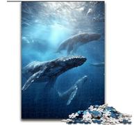 Puzzles pour Adultes et Adolescents 1000 pièces Baleines au Fond Marin, Jeu intellectuel pour renforcer l'amour Entre Couples à partir de 14 Ans 26x38cm