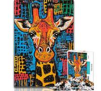 Puzzles pour Adultes et Adolescents 1000 pièces Basquiat Girafe, pour Jeu éducatif, Jouet de défi, Cadeau d'anniversaire, Cadeaux, Art Mural 38x26cm