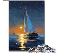 Puzzles pour Adultes et Adolescents, 1000 pièces, Bateau naviguant sous Le Ciel étoilé, Jeu Familial, décoration intérieure Unique et Cadeaux pour Les 14 Ans et Plus (Taille 50x75cm)