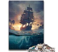 Puzzles pour Adultes et Adolescents 1000 pièces Bateau Pirate, Jouets éducatifs, Anti-Stress, renforce l'amour Entre Couples 50x75cm
