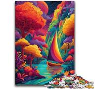 Puzzles pour Adultes et Adolescents 1000 pièces Bateau psychédélique Jouets de Divertissement Familial Jeu éducatif pour Anniversaire, Noël pour Les 14 Ans et Plus 50x75cm