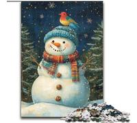 Puzzles pour Adultes et Adolescents 1000 pièces Bonhomme de Neige de Noël, Jouet éducatif et décompressant, idéal comme Cadeau pour Toute la Famille (Taille 26x38cm)