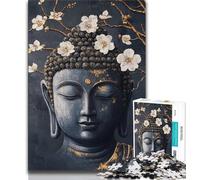Puzzles pour Adultes et Adolescents 1000 pièces Bouddha Noir et Blanc, Jouets éducatifs et éducatifs pour la Famille, Cadeaux pour Amis et Famille à partir de 14 Ans 38x26cm