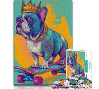 Puzzles pour Adultes et Adolescents 1000 pièces Bouledogue français en Skateboard, pour stimuler Le Cerveau, Jouets addictifs pour cultiver la Patience, Collection d'artistes, Beaux-Arts (75x50cm)