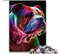 Puzzles pour Adultes et Adolescents, 1000 pièces, Bulldog néon, Jeu Familial, décoration intérieure Unique et Cadeaux pour Les 14 Ans et Plus (Taille 50x75cm)