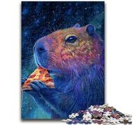 Puzzles pour Adultes et Adolescents 1000 pièces Capybara Mangeant Une Pizza Anti-Stress Défi Difficile Idéal comme Cadeau pour Toute la Famille 50x75cm
