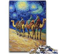 Puzzles pour Adultes et Adolescents 1000 pièces Caravane du désert avec chameaux, Jouet éducatif et décompressant, idéal comme Cadeau pour Toute la Famille 26x38cm