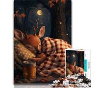 Puzzles pour Adultes et Adolescents 1000 pièces Cerf endormi, Jeu Familial Anti-Stress, défi Difficile, renforce l'amour Entre Couples (38x26cm)