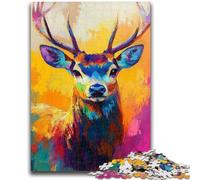 Puzzles pour Adultes et Adolescents 1000 pièces Cerf Peinture à l'huile Soulagement du Stress Défi Difficile À Offrir en Cadeau pour Toute la Famille 26x38cm
