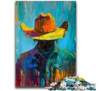 Puzzles pour Adultes et Adolescents 1000 pièces Chapeau de Cow-Boy Staycation Kill Time avec pièces entièrement emboîtables de Formes aléatoires 26x38cm