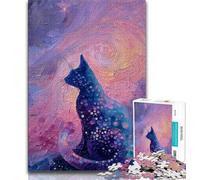 Puzzles pour Adultes et Adolescents 1000 pièces Chat Style Night Sky, Jeu Familial Anti-Stress, défi Difficile, renforce l'amour Entre Couples 75x50cm