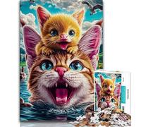 Puzzles pour Adultes et Adolescents 1000 pièces Chats et Chatons 1000 pièces pour Adultes Jouets éducatifs Anti-Stress Cadeaux pour Amis et Famille 26x38cm