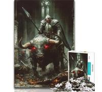 Puzzles pour Adultes et Adolescents, 1000 pièces, Chevalier et Taureau, Jeux éducatifs, décoration d'intérieur, Jeu éducatif pour Anniversaire, Noël (38x26cm)