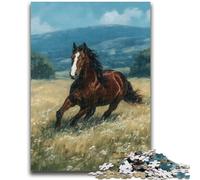Puzzles pour Adultes et Adolescents 1000 pièces Chevaux dans la Prairie, Jeu Stimulant pour Adolescents, idéal comme Cadeau pour Toute la Famille (26x38cm)