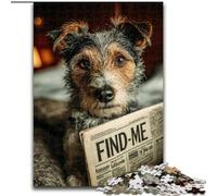 Puzzles pour Adultes et Adolescents 1000 pièces Chien lisant Un Journal Jouet éducatif intellectuel décompressant Cadeaux du Père Noël Secret 26x38cm
