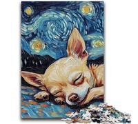 Puzzles pour Adultes et Adolescents 1000 pièces Chihuahua Ciel Nocturne pour et à partir de 14 Ans Jeu Pratique Jeu de Noël Cadeaux 26x38cm