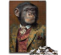 Puzzles pour Adultes et Adolescents 1000 pièces Chimpanzé en Costume Jeu Stimulant et Jeu Familial Idéal comme Cadeau pour Toute la Famille 26x38cm