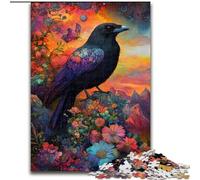 Puzzles pour Adultes et Adolescents, 1000 pièces, Corbeaux et Fleurs, Anti-Stress, avec pièces de Formes aléatoires entièrement emboîtables, pour Les Enfants de 14 Ans et Plus (Taille 50x75cm)