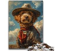 Puzzles pour Adultes et Adolescents 1000 pièces Cowboy Caniche Anti-Stress Défi Difficile À Offrir en Cadeau à Toute la Famille 50x75cm