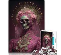 Puzzles pour Adultes et Adolescents 1000 pièces Dame Squelette Rose, Aide Le Cerveau à exercer des Jouets addictifs pour cultiver la Patience Décoration Parfaite 38x26cm