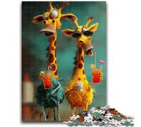 Puzzles pour Adultes et Adolescents 1000 pièces Deux girafes Jeux de détente Jeu éducatif pour Anniversaire, Noël pour et jusqu'à 14 Ans 26x38cm