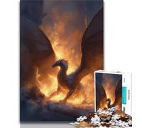 Puzzles pour Adultes et Adolescents 1000 pièces Dragon Flamme, Jeu Familial Anti-Stress, défi Difficile, renforce l'amour Entre Couples (38x26cm)