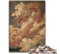 Puzzles pour Adultes et Adolescents 1000 pièces Dragon Japonais ondulé Jouet éducatif Anti-Stress Interaction Parent-Enfant pour et 14 Ans 50x75cm