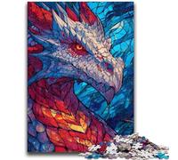 Puzzles pour Adultes et Adolescents 1000 pièces Dragon vitrail Jouets de Divertissement Familial Jeu éducatif pour Anniversaire, Noël pour Les 14 Ans et Plus 50x75cm