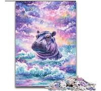 Puzzles pour Adultes et Adolescents 1000 pièces Dream Hippo Jeu Stimulant et Jeu Familial Décoration Murale Cadeaux d'anniversaire et de Noël Uniques 26x38cm
