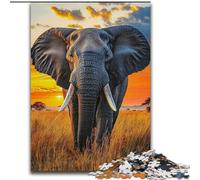 Puzzles pour Adultes et Adolescents 1000 pièces Éléphant de Savane Africaine, Jeu Stimulant et Familial avec des pièces entièrement emboîtables de Formes aléatoires (Taille 50x75cm)