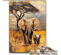 Puzzles pour Adultes et Adolescents 1000 pièces Éléphants d'Afrique, Casse-tête pour décoration Murale, Cadeaux d'anniversaire et de Noël Uniques pour Les 14 Ans (Taille 50x75cm)