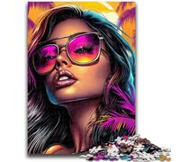 Puzzles pour Adultes et Adolescents 1000 pièces Femme Portant des Lunettes de Soleil, Jouets éducatifs, Jeux Anti-Stress, renforce l'amour Entre Couples 26x38cm